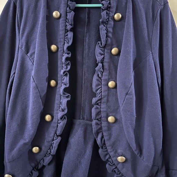 Navy Ruffle Jacket - Picture 3 of 8